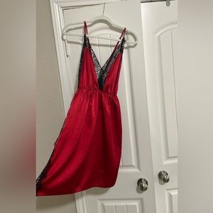 Red night gown 1XL Lace Silk